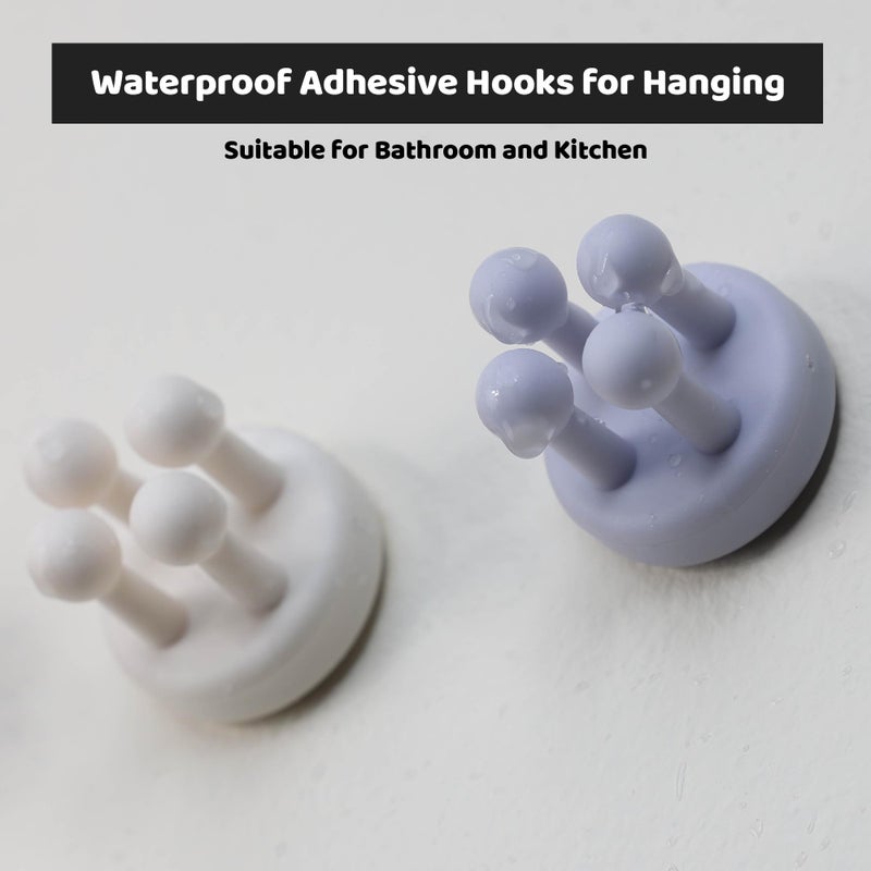 Mindful Design Razor Holder - 4Pcs Self Adhesive Silicone Toothbrush Holders Wall Mounted to Mirror for Shower Hanging Towel  Functional Waterproof Hook for Bathroom Kitchen Living Room Office - Image 4